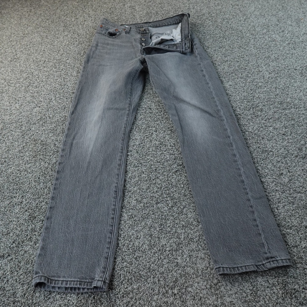 Levis Jeans Womens 29 Dark Black Denim Pants 501 Straight Leg Button Fly Stretch